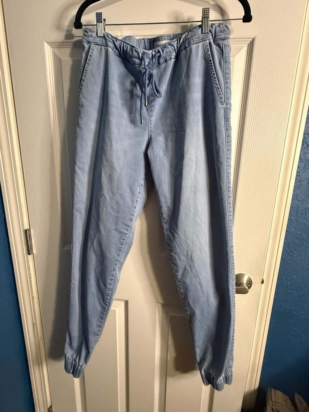 Skinnygirl Jeans Women’s S Long Light Wash Denim Jogger Pants Drawstring